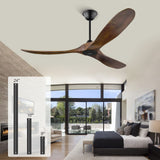 NWIASS 70 Inch Outdoor Ceiling Fans for Patios, Modern Ceiling Fan No Light with Remote Solid Wood Ceiling Fan Damp Rated, 3 Blade Large Ceiling Fan for Indoor High Low Sloped Ceiling, DC Ceiling Fan NWIASS