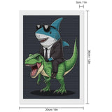 ETTUWNUI Diamond Painting Kits for Adults - Shark Riding Dinosaur Painting DIY 5D Full Drill Diamond Dots Paintings with Diamonds Gem Art and Crafts Home Decor 8"x12" ETTUWNUI