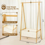 Cozivolife Bamboo Clothes Rack with Storage Box, Garment Rack Clothing Racks for Hanging Clothes, Foldable Wardrobe Storage Rack for Entryway and Bed Room (Natural) Cozivolife