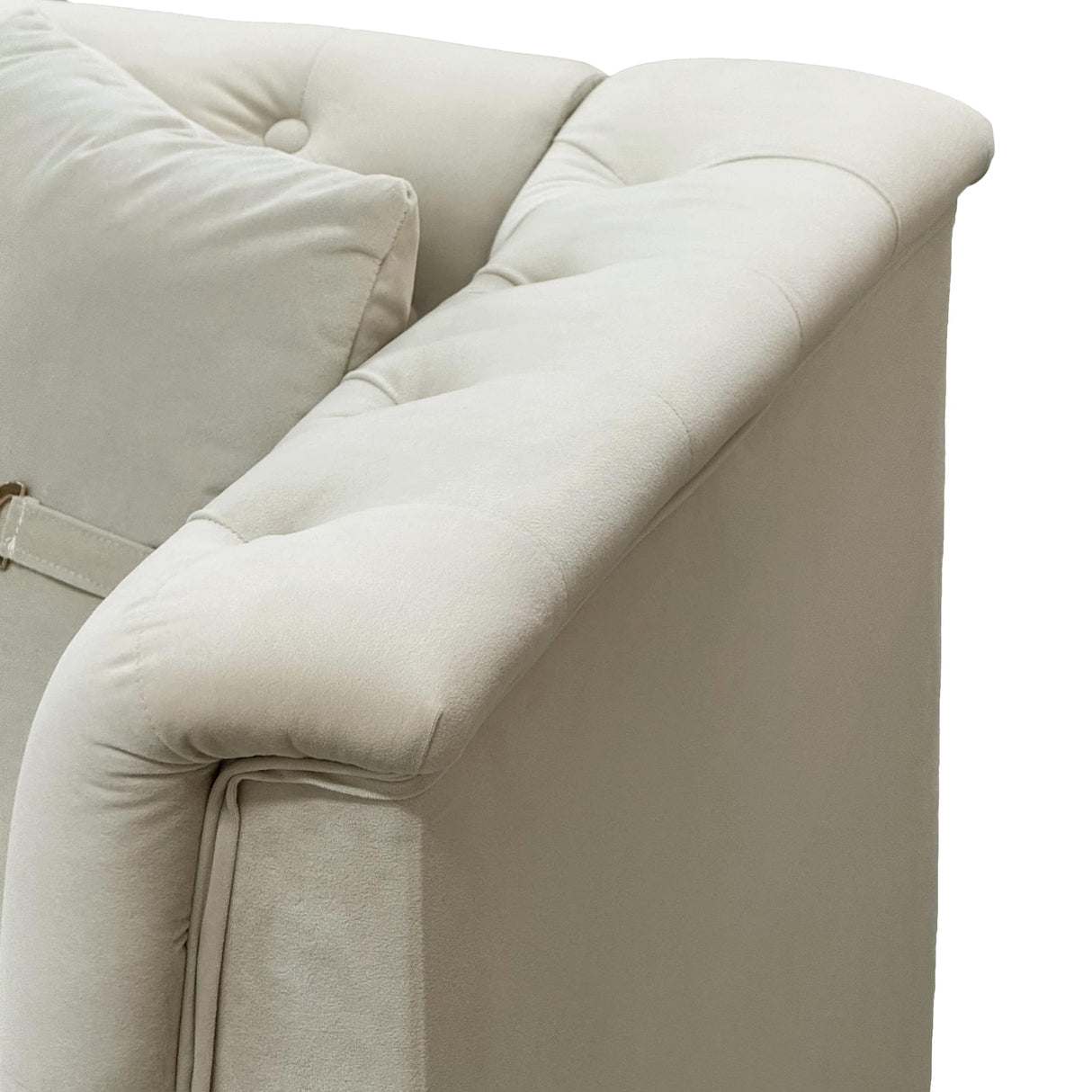 UDiaoszAM 3 Seater 82" Chesterfield Sofa, Wide and Thick Cloud Couch with Tuxedo Arm Tufted Back, Plush Velvet Fabric Sofa Comfy Couches for Living Room with Two Pillows (1, White) UDiaoszAM