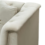 UDiaoszAM 3 Seater 82" Chesterfield Sofa, Wide and Thick Cloud Couch with Tuxedo Arm Tufted Back, Plush Velvet Fabric Sofa Comfy Couches for Living Room with Two Pillows (1, White) UDiaoszAM