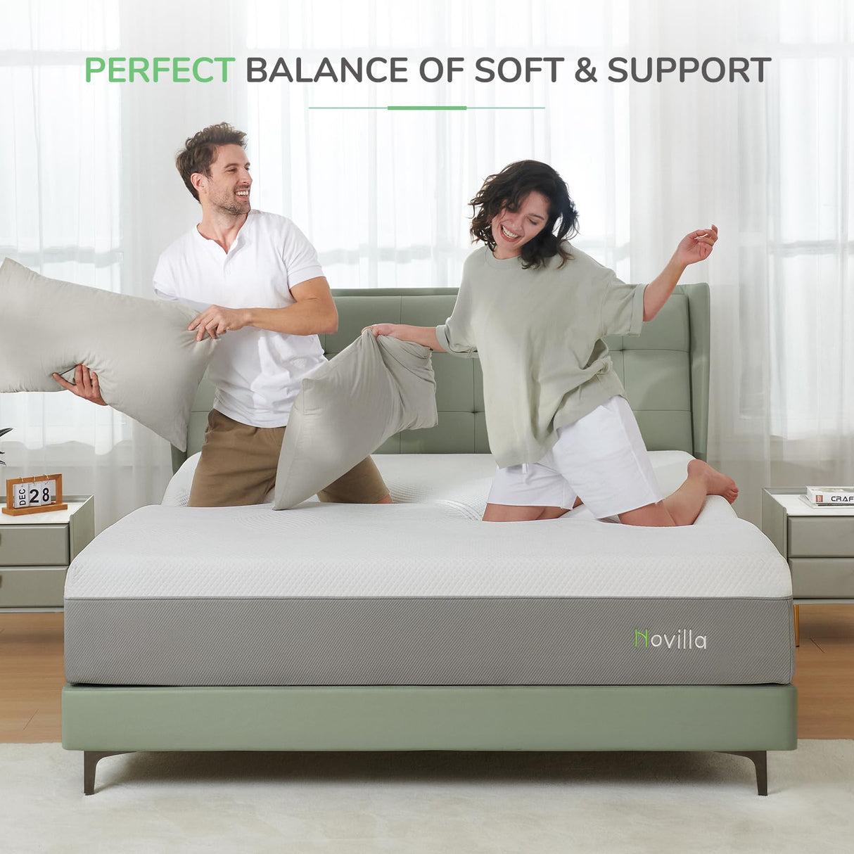 Novilla King Mattress, 12 Inch Foam Mattress in a Box, Gel Memory Foam Mattress for Pressure Relief & Motion Isolation, Bed Mattresses with Medium Soft Novilla