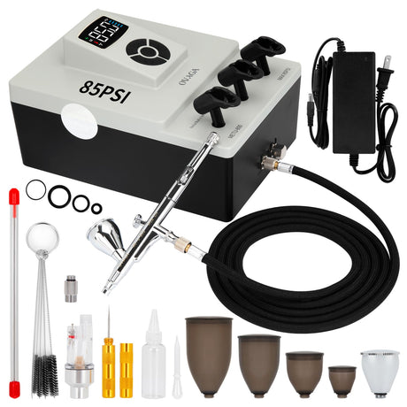 Ovaga Upgraded 85PSI Ultra-Silent Professional Airbrushing System Kit, Dual-Action Multi-Function Airbrush Set with Compressor for Painting Cake Decoration Makeup Art Craft Nail Design Model Tattoo Ovaga