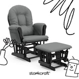Storkcraft Premium Hoop Glider & Ottoman (Black with Gray) — GREENGUARD Gold Certified, Solid Wood Craftsmanship, Convenient Storage Pockets, Smooth-Gliding Chair for Nursery, Multi-Award-Winning Storkcraft