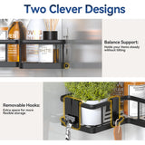 YASONIC Corner Shower Caddy Organizer, 5-Pack Adhesive Rustproof Stainless Steel Shower Shelves with Soap Holder, No Drilling Shower Storage Rack for Family Renters Bathroom, Black YASONIC