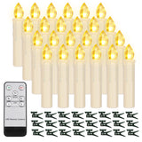 24PCS LED Flameless Taper Candles Flickering with Remote Timer, Battery Operated Waterproof Christmas Tree Candles, Warm White Window Candles Lights, Perfect for Christmas, Home Decoration (Ivory) FPOO
