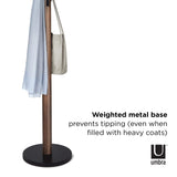 Umbra Flapper Coat Rack, Clothing Hanger, Umbrella Holder, and Hat Organizer, Great for Entryway, Black/Walnut (320361-048) Umbra