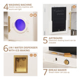Large Wooden Corner Play Kitchen Sets with Ice Maker,Water Dispenser,Bread Maker,Washing Machine,Electronic Display,Toy Sink with Running Water,Stove with Light&Sounds, Birthday Gift for 3+Boys Girls Buoyantkids