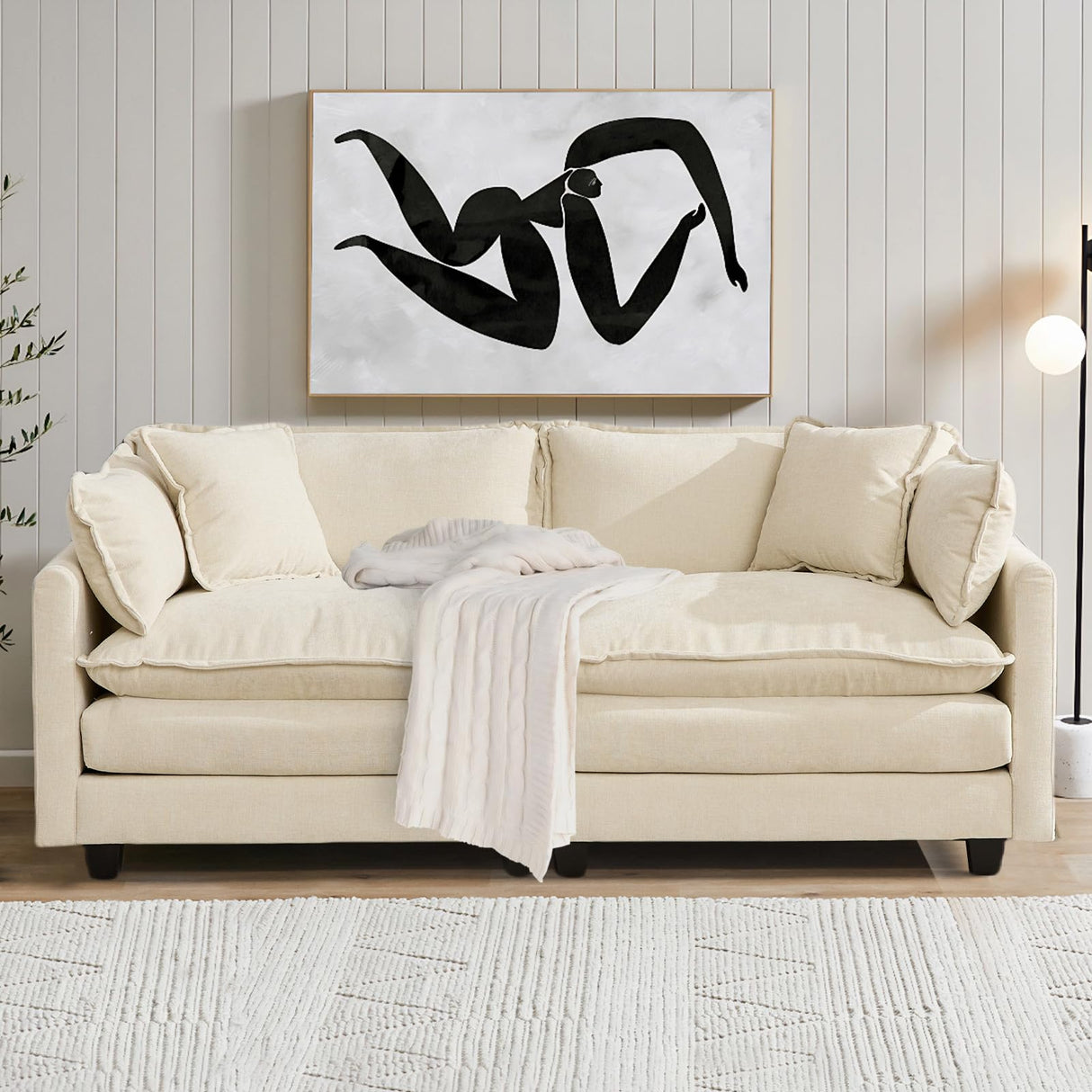 SoarFlash 71.6" Chenille Sectional Sofa, Comfy Modular Loveseat Sofa, Modern 2-Seat Couch Deep Seat Sofa Set for Living Room,Beige SoarFlash