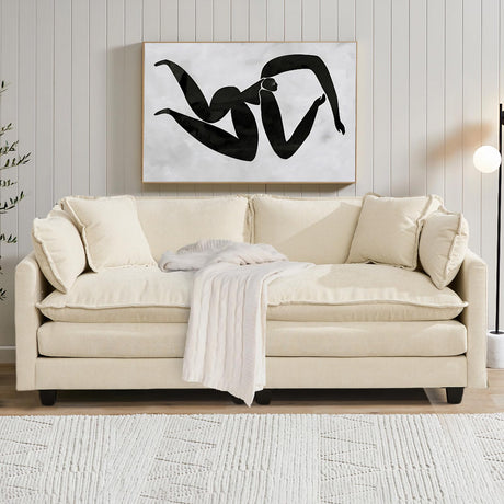 SoarFlash 71.6" Chenille Sectional Sofa, Comfy Modular Loveseat Sofa, Modern 2-Seat Couch Deep Seat Sofa Set for Living Room,Beige SoarFlash