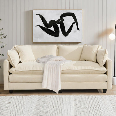 SoarFlash 71.6" Chenille Sectional Sofa, Comfy Modular Loveseat Sofa, Modern 2-Seat Couch Deep Seat Sofa Set for Living Room,Beige