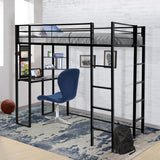 ADOVA Space-Saving Twin Loft Bed with Desk, Shelves, and Dual Ladders ADOVA