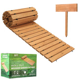 LINSHRY 8FT Wooden Garden Pathway, Outdoor Roll Out Garden Walkway, Weather-Resistant Decorative Garden Boardwalk Walkway Pavers for Patios, LINSHRY