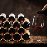 TRUDING Countertop Wine Rack - 14 Bottle Freestanding Wine Bottle Holder Stand - 4 Tier Wooden Wine Storage Rack - Wavy Wine Organizer for Cabinet Pantry Home Kitchen Bar TRUDING