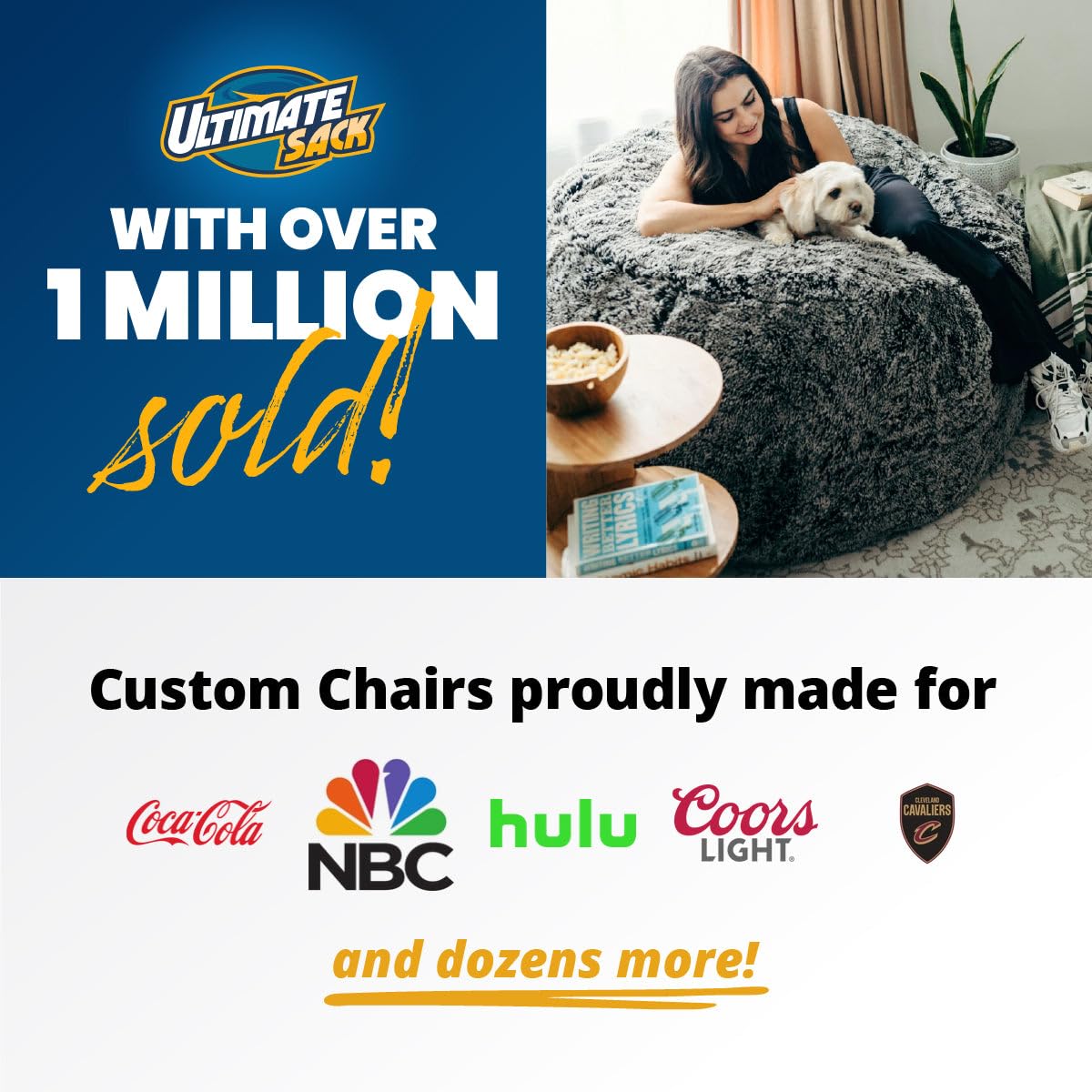 ULTIMATE SACK 6ft Bean Bag Chair, Oversize Bean Bag Chair for Adults, Comfy Chair Bean Bag Couch Lounge Sofa Loveseat Furniture | Charcoal Fur ULTIMATE SACK