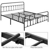 Yaheetech Classic Metal Platform Bed Frame Mattress Foundation with Victorian Style Iron-Art Headboard/Footboard/Under Bed Storage/No Box Spring Needed/King Size Black Yaheetech