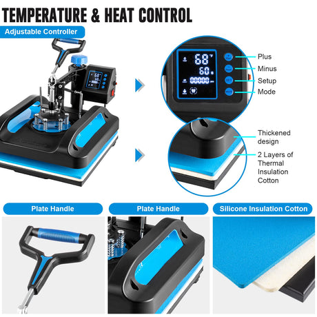 Leomru 15x15 Heat Press Machine, 8 in 1 Heat Press Machine, Sublimation T Shirt Pressing Machine, 360-Degree Swing Away Heat Transfer Machine Multifunction Combo for T-Shirt Mugs at Cap Leomru