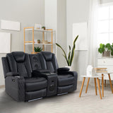 Naomi Home Chicago Power Loveseat Recliner Sofa & Home Theater Seating with Wireless Charging Electric Recliner RV Sofa with USB/Cup Holders/Storage/LED Light/Speaker, Black/Air Leather Naomi Home