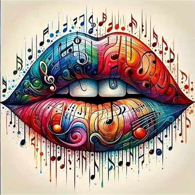 STGLCR Music Diamond Painting Kits for Adults Beginner, 5D Mouth Diamond Art Kits, DIY Full Round Drill Diamond Dots Painting Gem Arts Crafts Kits for Home Decor 12x12in