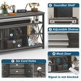 BON AUGURE Tall TV Stand for TVs up to 65 Inch, Industrial Entertainment Center with Storage Cabinet, Rustic Wood Media Console Table for Living Room and Bedroom (32 Inch High, Grey Oak) BON AUGURE