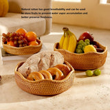 AMIDECOR Rattan Woven Fruit Basket, Natural Round Bread Basket, Decorative Fruit Bowl for Kitchen Counter, Kitchen Storage Baskets for Vegetables, Eggs,Snacks AMIDECOR