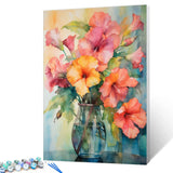 Tucocoo Hibiscus Rose Paint by Number for Adults, DIY Oil Painting Kits on Canvas with Brushes and Acrylic Pigment, Beautiful Blooming Floral Vase Picture for Home Decor 16x20 inch (Frameless) Tucocoo