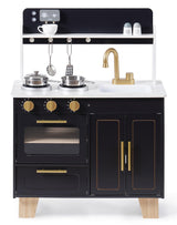 ROBUD Play Kitchen Set - Wooden Marble-Style Kitchen Playset with Realistic Stove, Oven & Sink for Kids Ages 3+ ROBUD