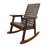 Mega Casa Wooden Rocking Chair with High Backrest and Contoured Seat, Solid Fir Wood, Heavy Duty 600 LBS, for Both Outdoor and Indoor, Backyard, Porch and Patio (Coffee) Mega Casa
