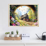 Fairyland JinWenn Diamond Art Kits for Adults Beginner, Steam Train Diamond Painting Kits 5D Diamond Dots Gem Art Crafts with Tools,Round Full Drill Funny Crafts for Home Wall Decor&Gift-12x16 inch Fairyland JinWenn