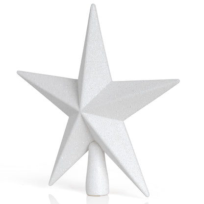 Ornativity Glitter Star Tree Topper - Christmas Decorative Xmas Holiday Bethlehem Star Trees Toppers Ornament Decor (White) 8"