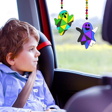 Winlyn 27 Sets Halloween Ghost Suncatchers Ornaments Decorations DIY Window Paint Art Sun Catchers Halloween Craft Kits Painting Kits for Kids Classroom Activities Art Projects Part Favors Winlyn