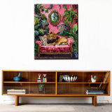 Fierce Lion Paint by Numbers Tropical Green Leaves Paint by Numbers Kits Children,Bohemia Pink Room Painting Art Craft Drawing with Brushes Decor Decorations Gifts Without Framed 16''W x 20''H Aihonmin