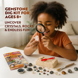 Playz Fossil Digging Kit for Kids Ages 6-12 – Dinosaur Fossil Excavation Tools, Paleontology Volcano Lab & Mining Activity Set Playz