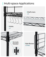LINSY HOME Pantry Storage Shelves, 5-Tier Adjustable Heavy Duty Metal Storage Shelf, 59" Tall Standing Shelf, Upgrade Steel Wire Rack Organizer for Kitchen, Bathroom, Garage, Living Room, Black LINSY HOME