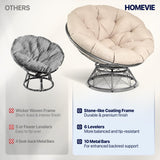 HomeVie 45'' Oversized Swivel Papasan Chair with Cushion and Frame – 7'' Thick Padded Seat + 1.75'' Support Pad, 450 lbs Capacity – Rotating Papasan Chair Frame – Suitable for Bedroom, or Reading Nook HomeVie