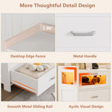 Alohappy 4 Drawers Dresser for Bedroom, Wood Chest of Drawers with Shelves Storage Cabinet, Modern Dresser with LED Lights and Charging Station for Living Room, Closet, Hallway, White Alohappy