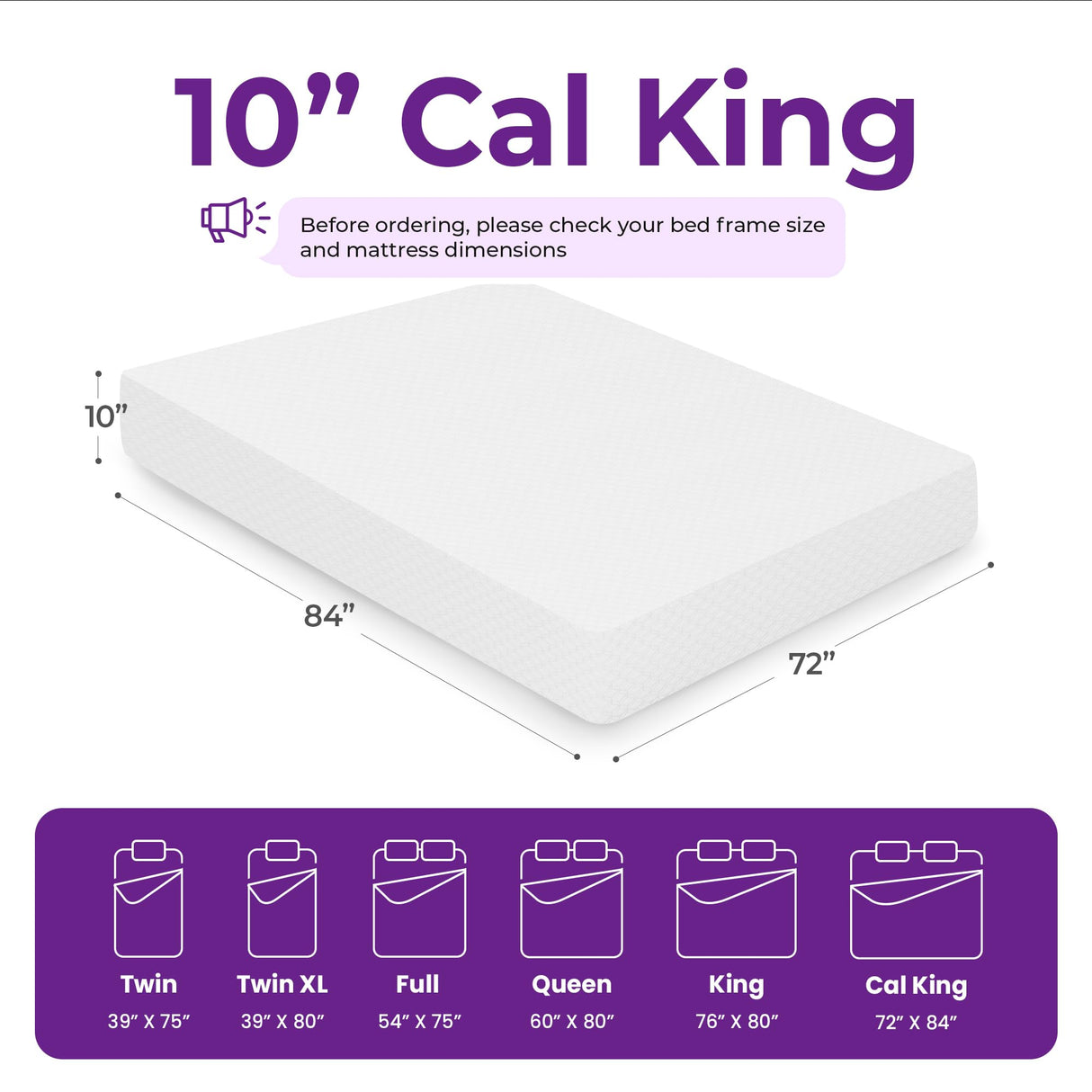 GAESTE 10 Inch Cal King Cooling Gel Memory Foam Medium Firm Mattress Breathable Pressure Relief CertiPUR-US Certified Mattress-in-a-Box for Kids and Adults No Fiberglass (California King, 10 in) GAESTE