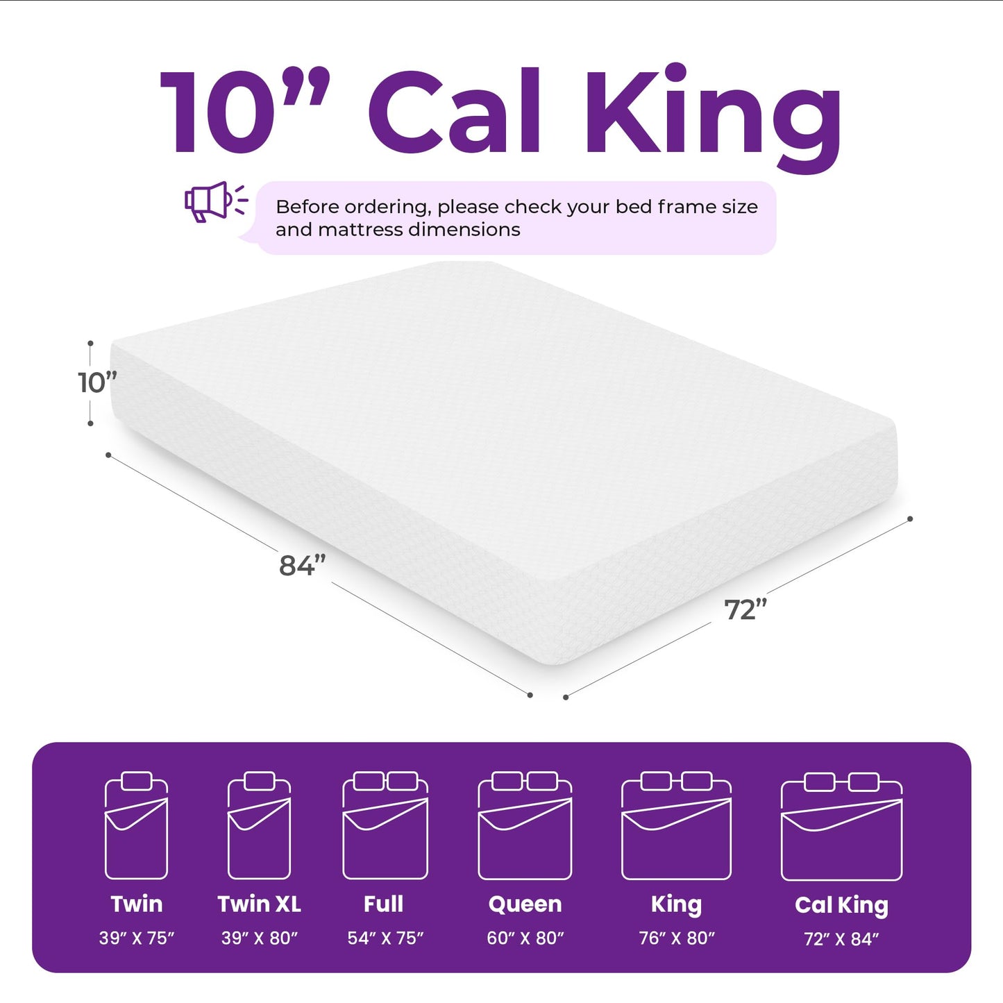 GAESTE 10 Inch Cal King Cooling Gel Memory Foam Medium Firm Mattress Breathable Pressure Relief CertiPUR-US Certified Mattress-in-a-Box for Kids and Adults No Fiberglass (California King, 10 in)