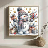 Winter Snowman Star Diamond Art Painting Kits for Adults, Christmas Diamond Painting Kits for Adults Beginners, 5D DIY Full Drill Diamond Dot Gem Art Kits for Adult, Home Wall Decor 13.8x13.8 Inch AWLNKMC