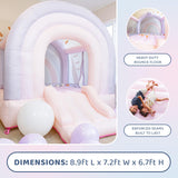 Bounceland Daydreamer Cotton Candy Bounce House, Pastel Bouncer with Slide, 8.9 ft L x 7.2 ft W x 6.7 ft H, UL Blower Included, Basketball Hoop, 30 Pastel Plastic Balls, Trendy Bouncer for Kids Bounceland
