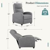 SMUG Recliner Chair for Living Room, Leather Recliners, Home Theater Seating with Lumbar Support with Adjustable Backrest and Footrest, Modern Living Room Furniture with Padded Seat, Grey Seating SMUG
