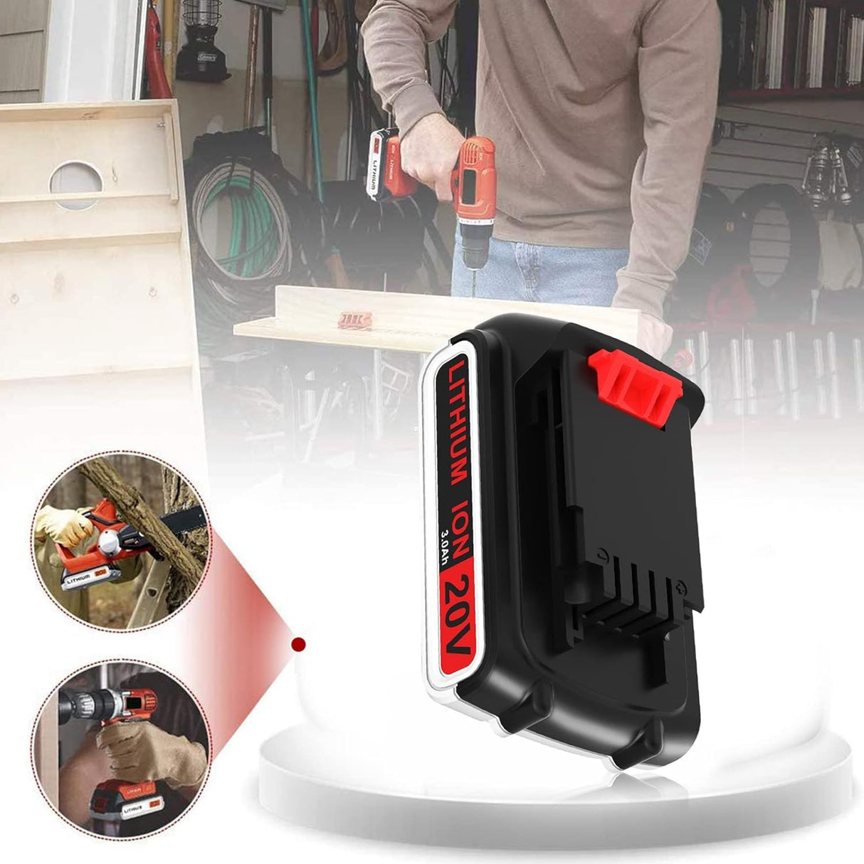 3.0Ah LBXR20 Lithium Replacement Battery for Black and Decker 20V Battery Max LB20 LBX20 LST220 LBXR20B-2 LB2X4020 Compatible with Black and Decker 20 Volt Tools LCS1020 LDX20C LSW221 BDCDMT120-Red Munikind