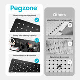 PEGZONE Pegboard Wall Organizer Combination Kit, Overall 25.4"x16.6" Metal Office Pegboard with 13 Accessories, Wall Mounted Peg board Display Panels for Home, Gaming Room, Garage (2Pcs, Medium,Black) PEGZONE