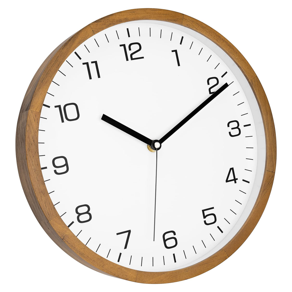 Foxtop Wood Wall Clock 12 Inch Silent Non-Ticking Battery Operated Quartz Round Wooden Wall Clock Decorative for Kitchen Bedroom Living Room Home Office Decor Foxtop