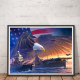 DVWIVGY 5D Navy Aircraft Carrier Diamond Painting Kits for Adults Diamond Art USA Navy Full Round Drill Embroidery Kits for Mosaic Gift Home Wall Decor 12 x 16 inch DVWIVGY