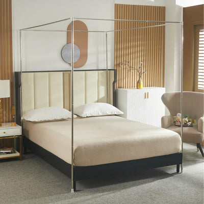 Beyeutao King Bed Canopy Frame Stainless Steel Four Poster Bed Frame Four Poster Bed Curtains Frame 4 Poster Mosquito Net Frame for Bed Play Tent Frame Outdoor or Indoor.