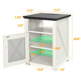 Livofloral Farmhouse End Tables with Charging Station, LED Nightstand with Power Outlets, Bedside Table with Charger Station, White Side Table for Living Room with Storage & Barn Door Livofloral