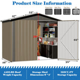 TIMWNER Outdoor Storage Shed, 6' × 4' FT Metal Storage Shed with Updated Frame Structure and Lockable Doors, Waterproof Shed for Backyard, Patio, Garden, Brown TIMWNER