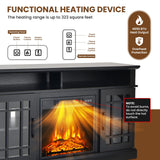 Happygrill Electric Fireplace TV Stand Up to 55 Inches, 48 Inch TV Stand w/Heater, Remote & Storage, Overheat Protection, Wooden Entertainment Center w/Adjustable Shelves for Living Room, Black HAPPYGRILL