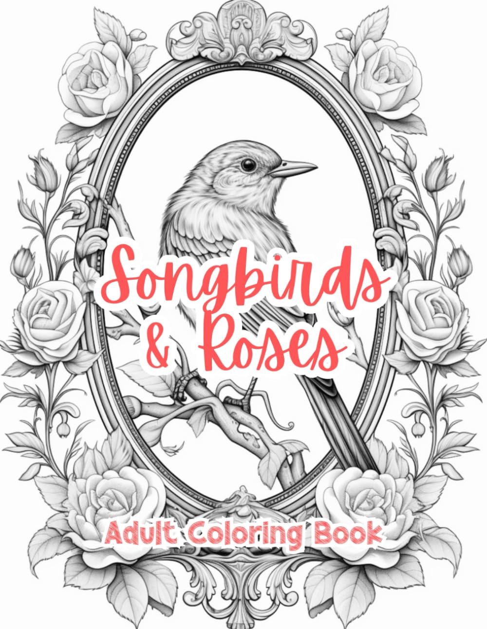 Songbirds & Roses Adult Coloring Book Grayscale Images By TaylorStonelyArt: Volume I (Intricate Mandala Patterns For Adults) Majosta